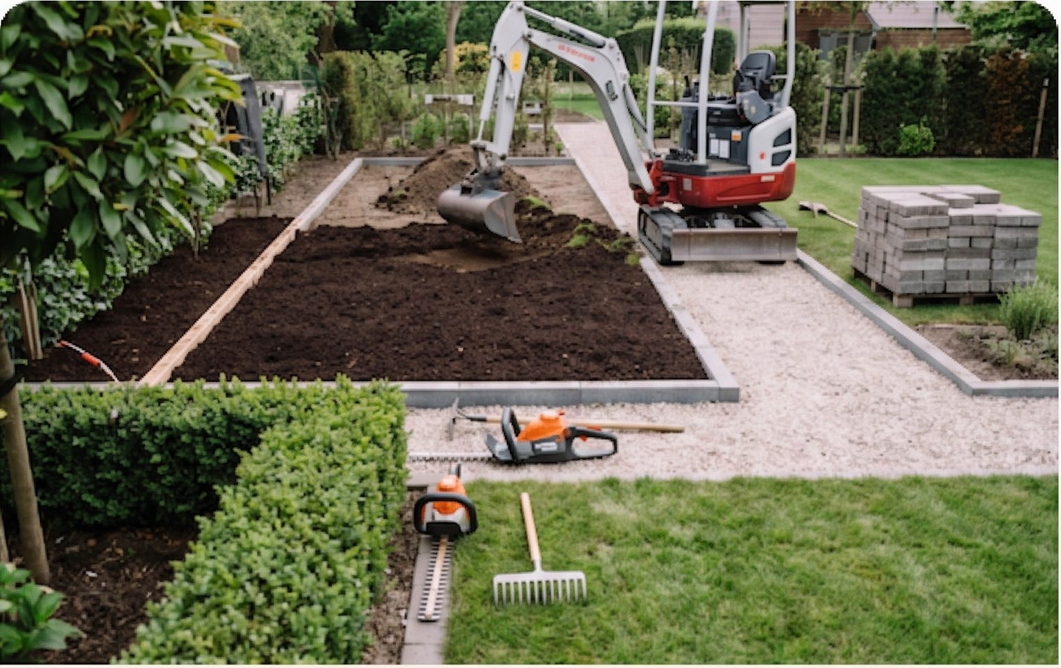 Gartenpflege und Grundstücksservice mit Bagger