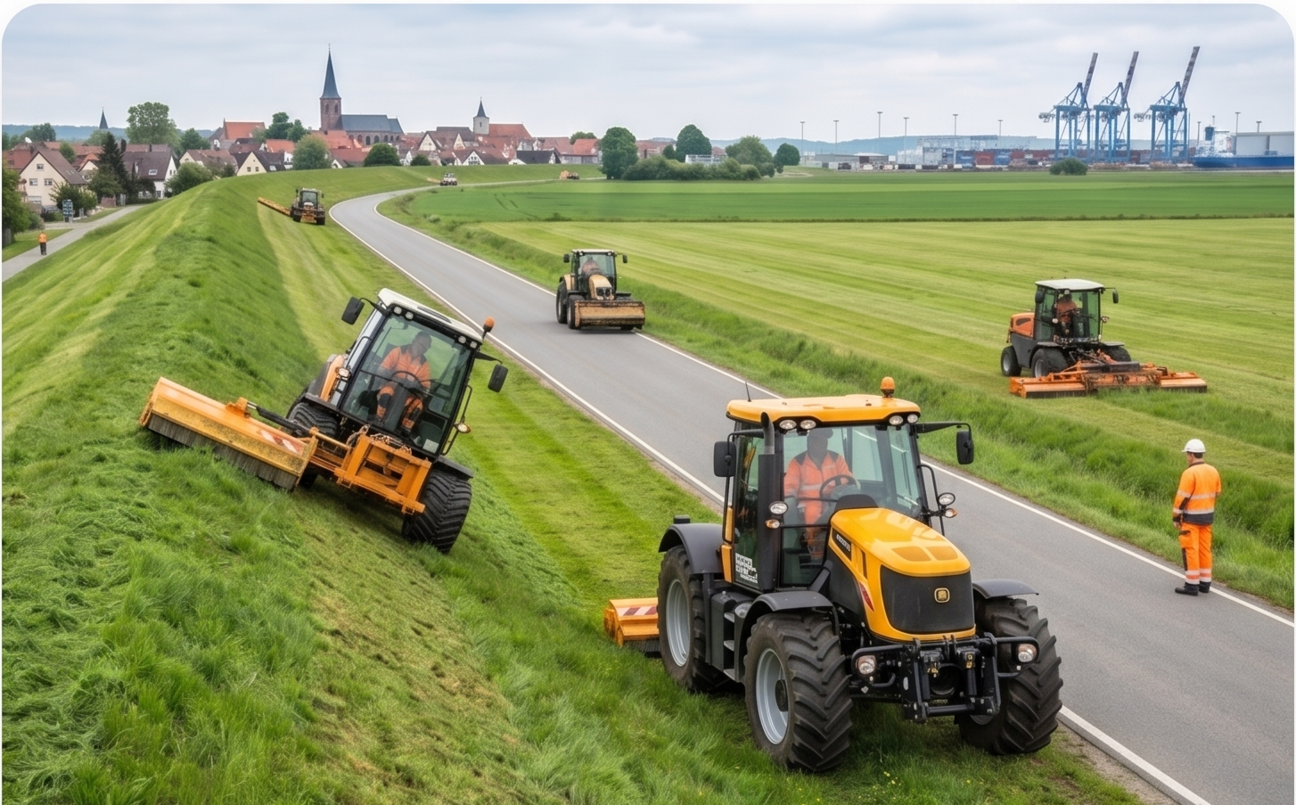 Kommunale Mäharbeiten an Deichen und Straßenbegleitgrün